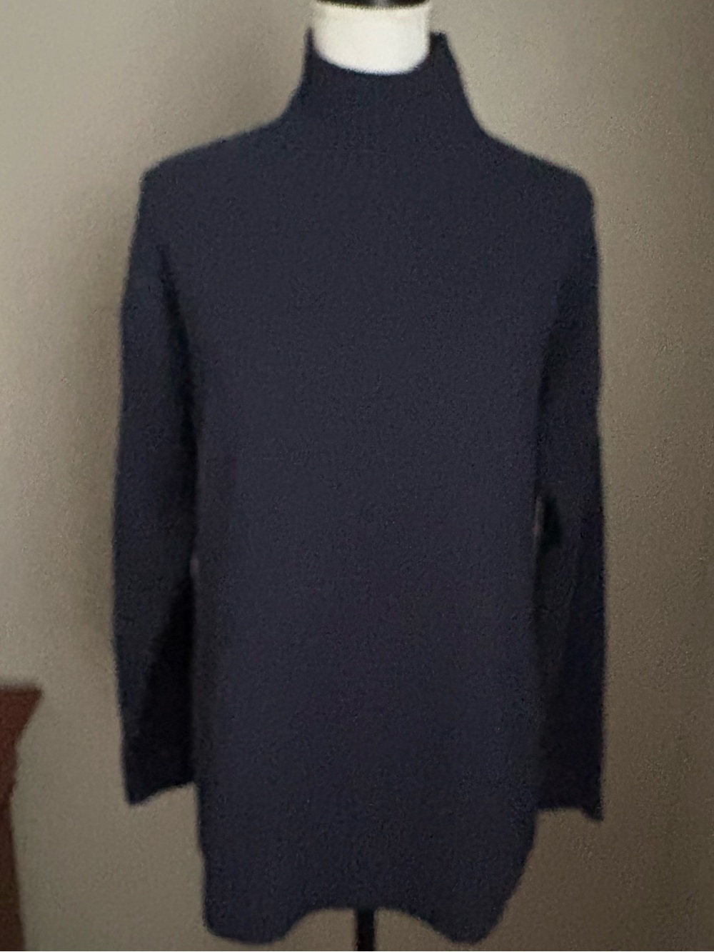 NWT LL Bean The Essential Turtleneck Sweater Women's Large Wool Blend Navy Blue